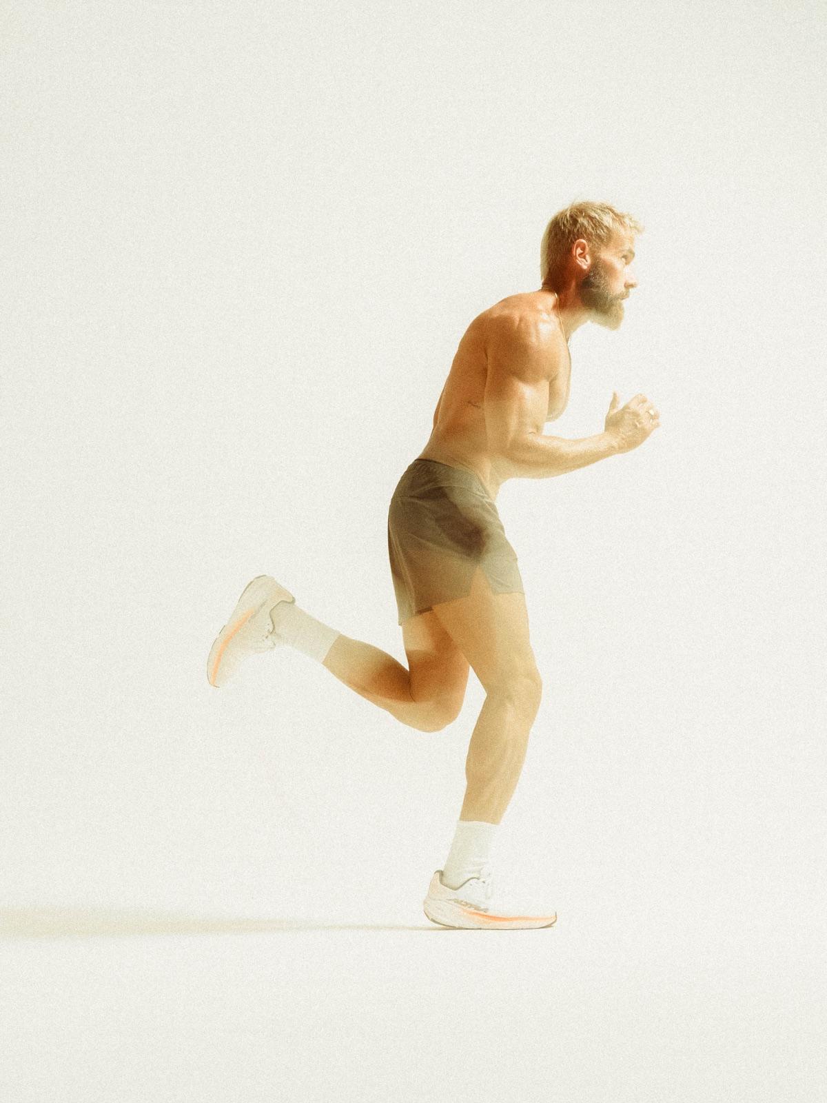 Dr. Adam Hotchkiss running in the studio